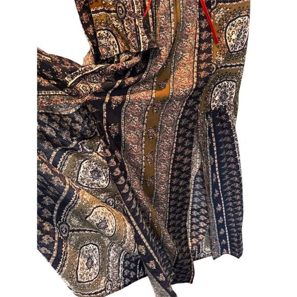 Loveriche Women's Bohemian Paisley Maxi Dress w/ Red Belt Size S - Picture 5 of 12